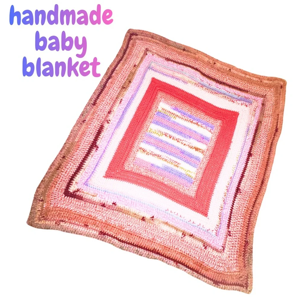 Cozy Striped Baby Blanket -‎ Pink, Purple and Pastel Tones